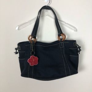 Fossil Textured Fabric Shoulder Bag - Snap Closure